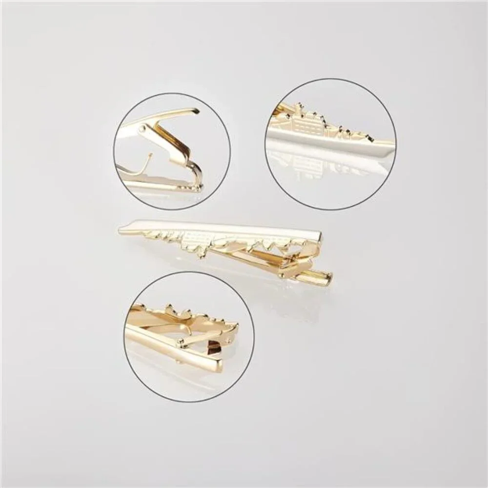 8PC Modeling Tie Clips Silver Gold Black Grey Tie Clip Cars Warship